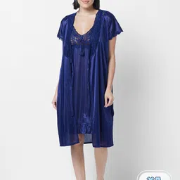 FashionRack Shoulder Straps Satin Nightdress With Robe-picture-41