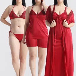NIGHT KEYS Pack Of 6 Satin Maxi Nightdress-picture-26