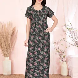Sand Dune Women Round Neck Short Sleeves Printed Maxi Nightdress-picture-30
