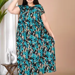 SP DESIGNS Round Neck Floral Printed Pure Cotton Maxi Nightdress-picture-26