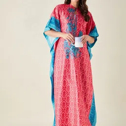 The Kaftan Company Floral Printed Satin Maxi Nightdress-picture-27