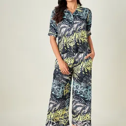 The Kaftan Company Women Blue Printed Night suit image 1