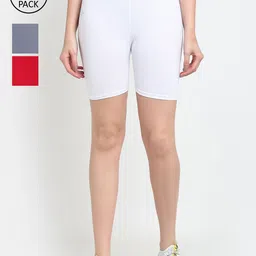 GRACIT Women Pack Of 3 Solid Cycling Sports Shorts-image-47