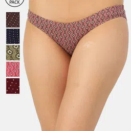 Leading Lady Women Pack of 6 Printed Pure Cotton Bikini Briefs-image-56