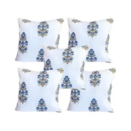 Pink Parrot Blue & Green 5 Pieces Floral Square Cushion Covers-image-26