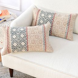 Art Avenue Cream-Coloured & Brown Ethnic Motifs Textured Rectangle Cotton Cushion Cover-picture-41