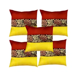 Pink Parrot Yellow & Orange 5 Pcs Ethnic Motifs Square Cushion Covers-picture-15