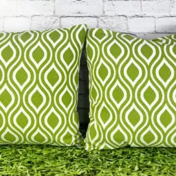Pink Parrot Green & White 2 Pieces Geometric Printed Square Cushion Covers-image-25