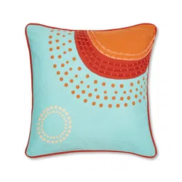 Fabindia Blue & Orange Geometric Cotton Square Cushion Covers-picture-38