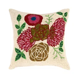 YWULY White & Red Floral Embellished Square Cushion Cover-image-75