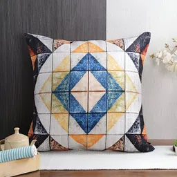 Aura Blue & White 2 Pieces Geometric Square Cushion Covers-picture-16