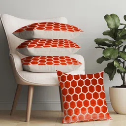 Just Home Set of 4 Geometric Velvet Square Cushion Covers image 1