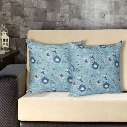 Texstylers Blue 2 Pieces Floral Cotton Square Cushion Covers-picture-33