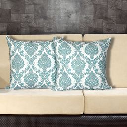 Texstylers Green & White 2 Pcs Ethnic Motifs Cotton Square Cushion Covers-picture-10