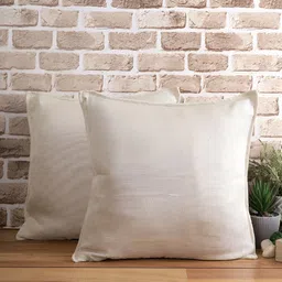 THE CONVERSION Cream 2 Pieces Jute Cotton Square Cushion Covers-image-74