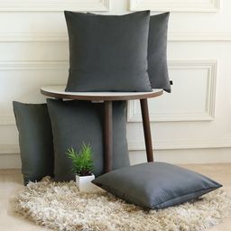 GM Grey Set of 5 Velvet Square Cushion Covers-picture-18