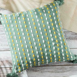 Chumbak Green & Yellow Embroidered Cotton Square Cushion Covers-picture-34