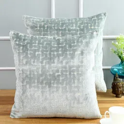 Just Home Teal Set of 2 Geometric Square Cushion Covers-picture-35