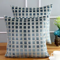 Just Home Teal Set of 2 Geometric Square Cushion Covers-picture-20