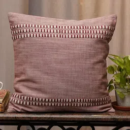 ZEBA Red & Pink Striped Square Cushion Cover image 1