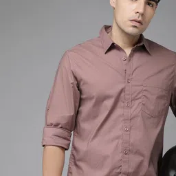 Roadster Men Peach-Coloured Regular Fit Solid Casual Sustainable Shirt-picture-26