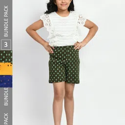 BAESD Girls Pack of 3 Printed Pure Cotton Shorts-picture-44