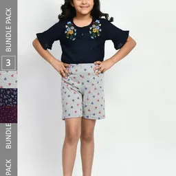 BAESD Girls Pack Of 3 Printed High-Rise Pure Cotton Shorts-picture-32