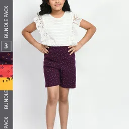 BAESD Girls Pack of 3 High-Rise Geometric Printed Pure Cotton Shorts-picture-33