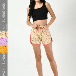 BAESD Women Pack Of 3 High-Rise Floral Printed Pure Cotton Shorts-image-8