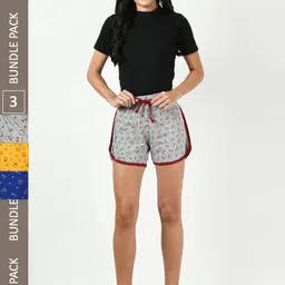 BAESD Women Pack Of 3 Conversational Printed High-Rise Pure Cotton Shorts-picture-26
