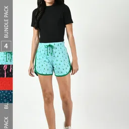 BAESD Women Pack Of 4 Printed Pure Cotton Shorts-picture-25