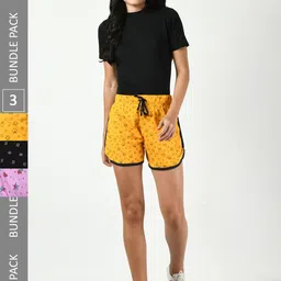 BAESD Women Pack Of 3 Printed Pure Cotton Shorts-picture-22