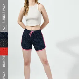 BAESD Women Pack Of 3 Printed High-Rise Pure Cotton Shorts-picture-13