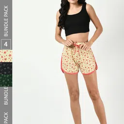 BAESD Women Pack Of 3 Printed Pure Cotton Hotpant Shorts-picture-15