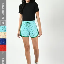 BAESD Women Pack Of 4 Printed Pure Cotton Shorts-picture-22