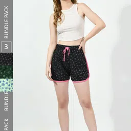 BAESD Women Pack Of 3 High-Rise Floral Printed Pure Cotton Shorts-image-33
