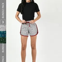 BAESD Women Pack Of 3 Conversational Printed High-Rise Pure Cotton Shorts-picture-16