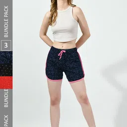 BAESD Women Pack of 3 Printed Pure Cotton High-Rise Shorts-picture-23