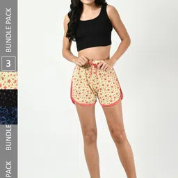 BAESD Women Pack Of 3 High-Rise Floral Printed Pure Cotton Shorts-image-32