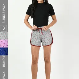 BAESD Women Pack Of 3 Conversational Printed High-Rise Pure Cotton Shorts-picture-19