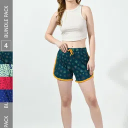 BAESD Women Pack Of 4 Conversational Printed High-Rise Pure Cotton Shorts-picture-12