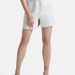 Kazo Women White Solid High-Rise Paper Bag Shorts-picture-13