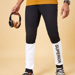 Ajile by Pantaloons Men Black Colourblocked Slim-Fit Joggers-picture-18