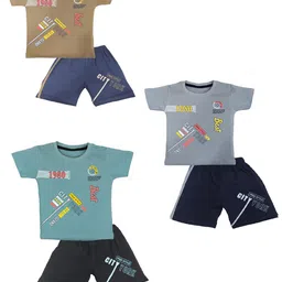 BAESD Infants Pack Of 3 Printed Pure Cotton T-shirt with Shorts-picture-19