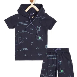 CAVIO Boys Printed Pure Cotton Hooded T-shirt with Shorts-picture-13