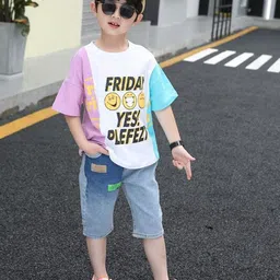StyleCast x Revolte Boys Blue Round Neck Printed T-shirt with Shorts-image-85
