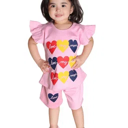 BAESD Girls Conversational Printed Flutter Sleeves Pure Top With Shorts-picture-41