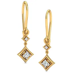 KUBERBOX Four-Cornered 18KT Gold Diamond-Studded Earrings-1.02gm-image-6