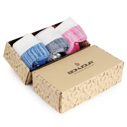 Bonjour Women Pack Of 3 Colour-Blocked Cotton Ankle Length Socks-picture-45