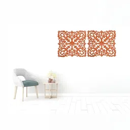 VAS collection home Orange 2 Pieces Textured Wooden Wall Plates-image-78